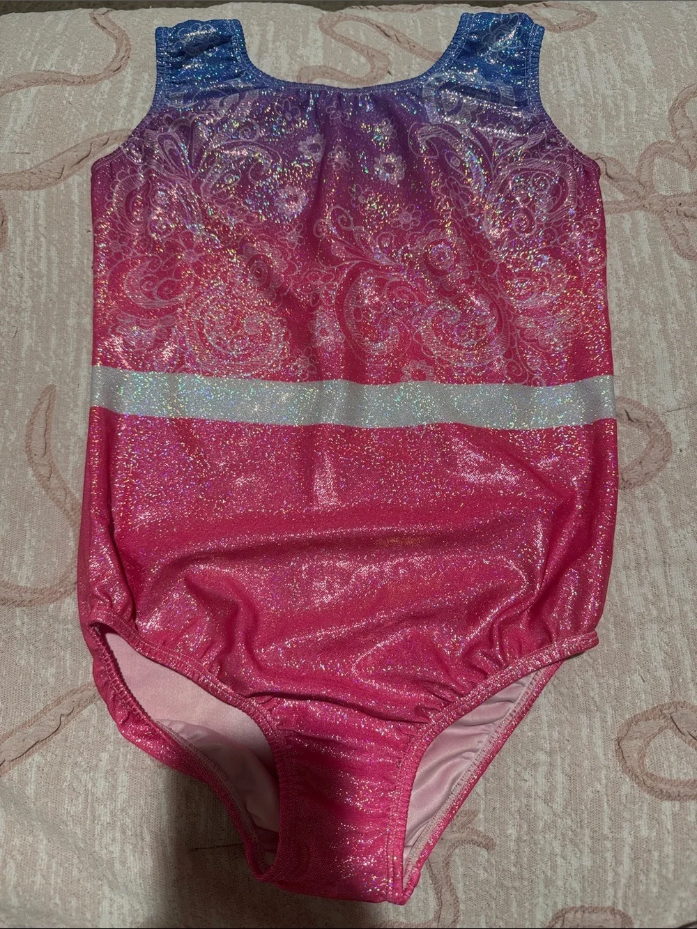 NWOT Girls' Sparkle Pink and Blue Gymnastics Leotard
